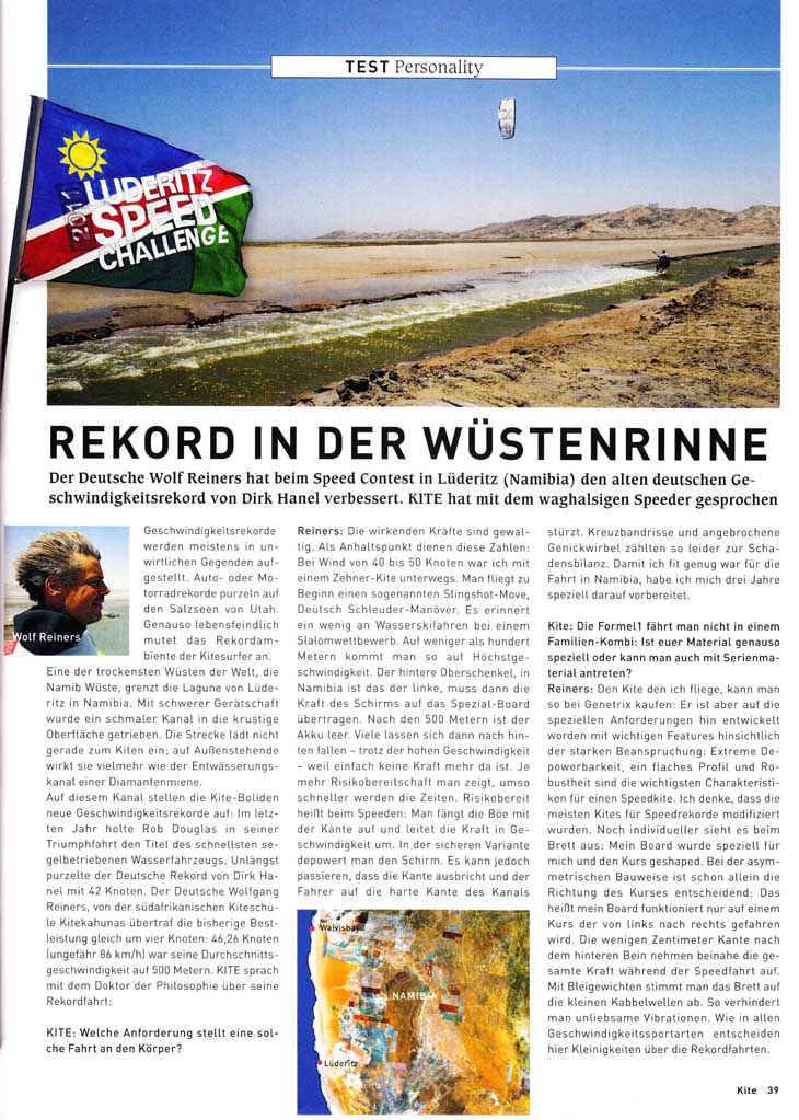 KITE Magazin - Deutscher Segel Rekord - Wolfram Reiners
